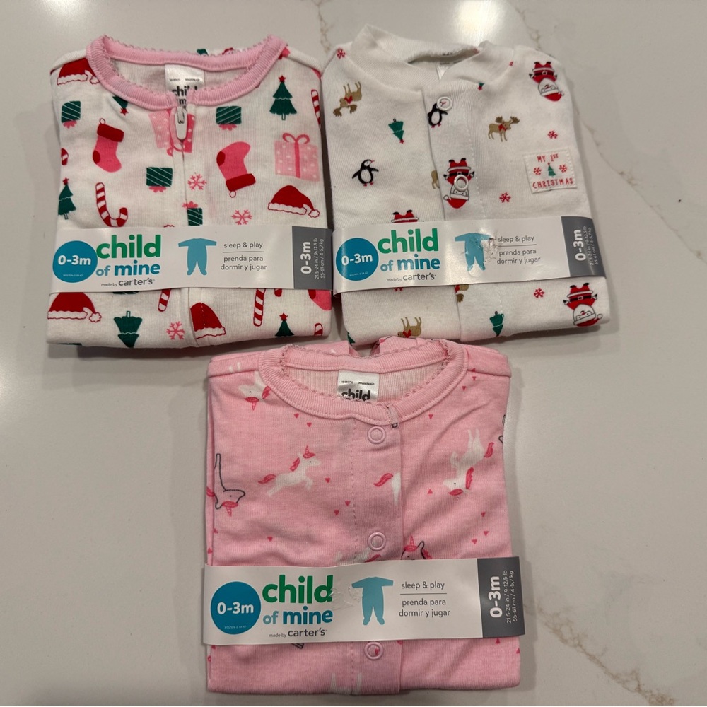 NEW baby girl Christmas pajama set for 0-3 months #babychristmas